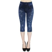 Slim Knee-Length Fake Jeans Legging