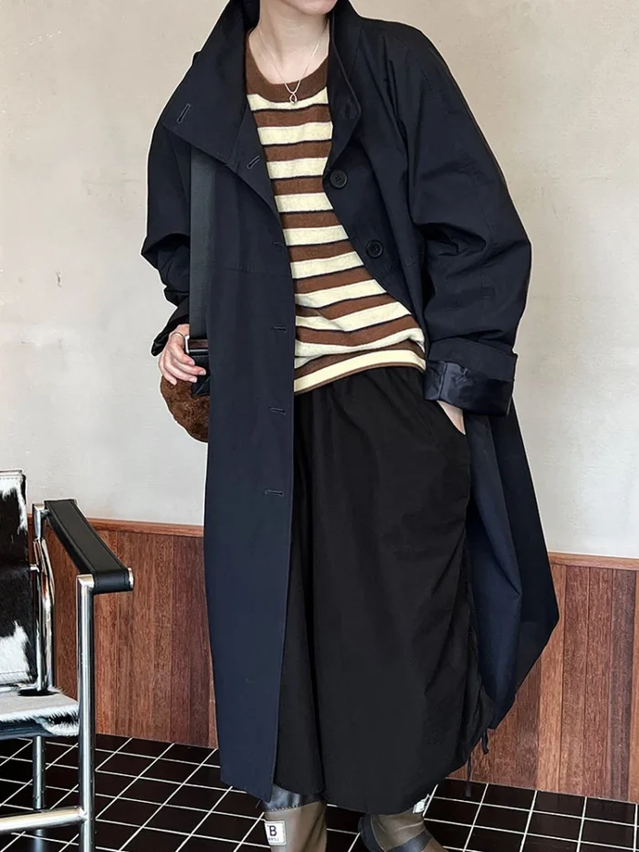 Solid Casual Trench For Women - Image 4