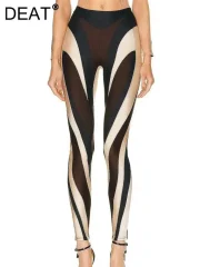DEAT 2025 Autumn Fashion Contrast Color Patchwork Design Pants