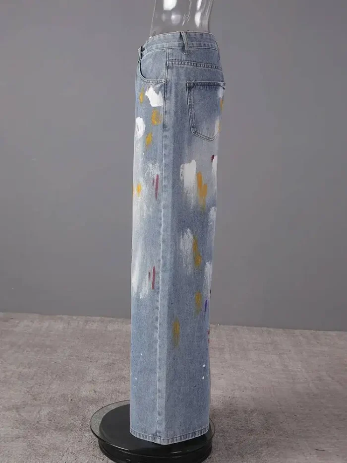 Waist Blue Paint Vintage Denim - Image 5