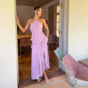 Chic Elegant Lotus Edge Maxi Dress