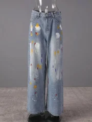 Waist Blue Paint Vintage Denim - Image 4