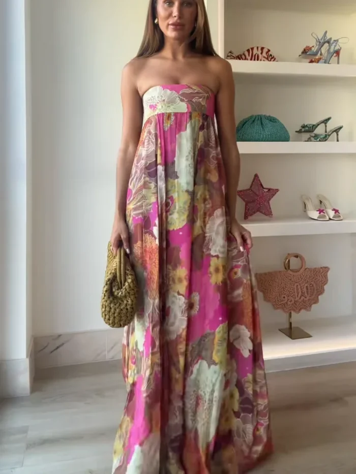 Fashion Printed Strapless Maxi - Image 4