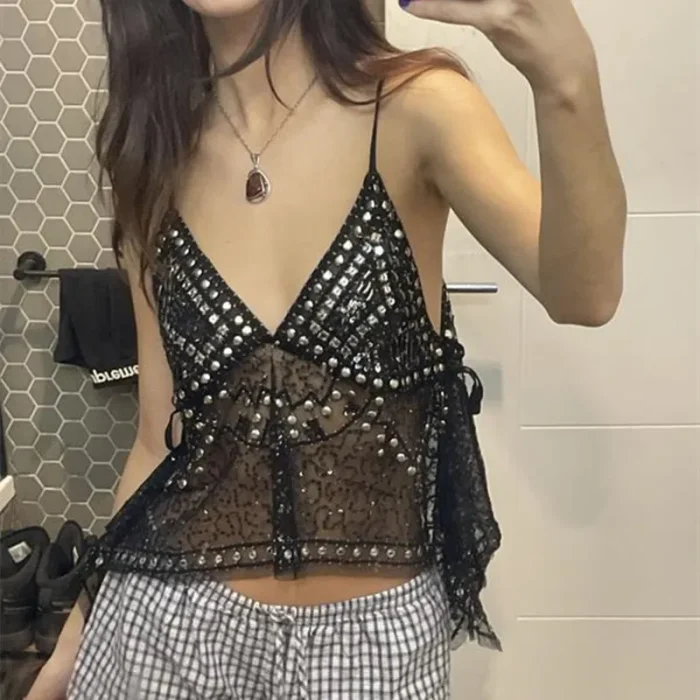 Women's Rivet Tank Tops Stylish - Image 1