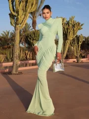 Women's Solid Wide Shoulder Maxi - Image 2