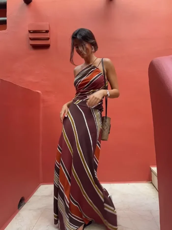 Colorful Stripes Printed Dress - Image 1