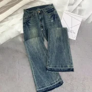 Retro Distressed Raw Edge Denim