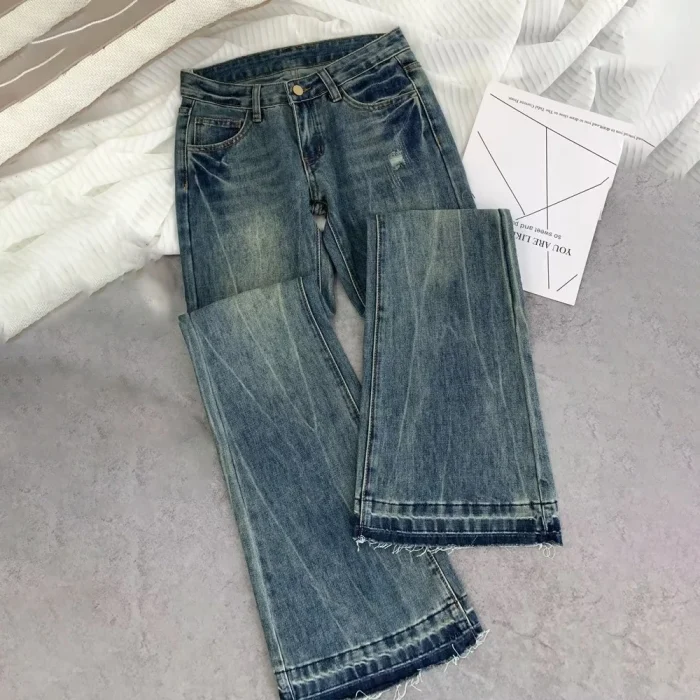 Retro Distressed Raw Edge Denim - Image 1