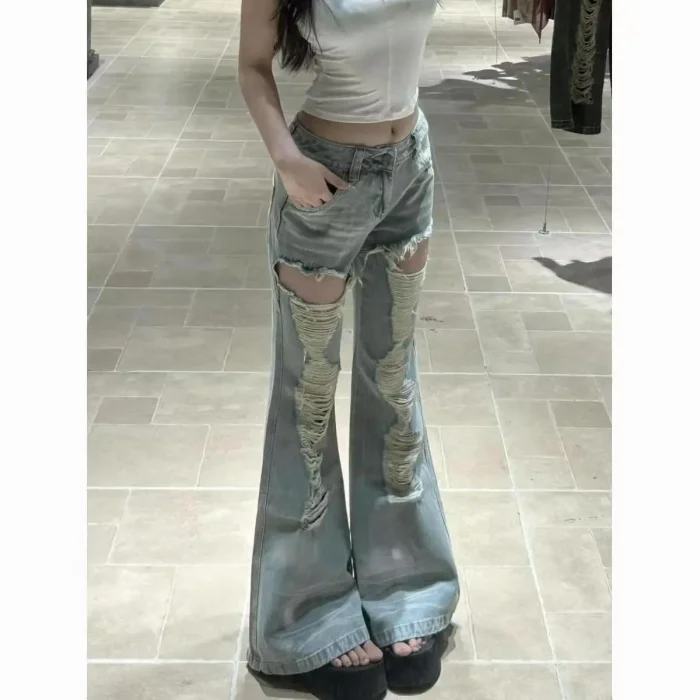 Women's High Waisted Hole Distressed - Image 3