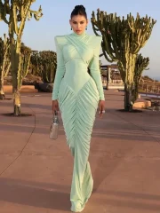 Women's Solid Wide Shoulder Maxi - Image 3