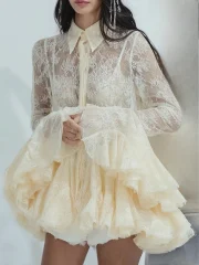 Sheer Spliced Ruffles Folds - Image 2