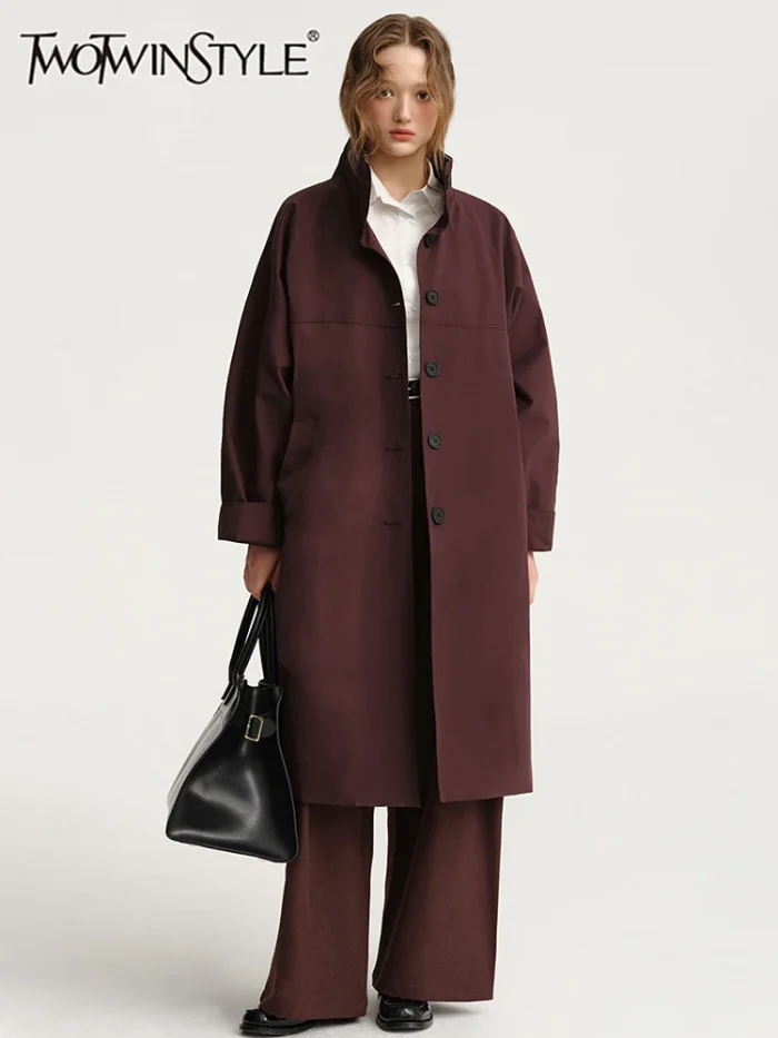 Solid Casual Trench For Women - Image 1
