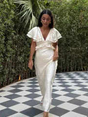 Fashion Printed V-neck Slim Fit Maxi - Image 3