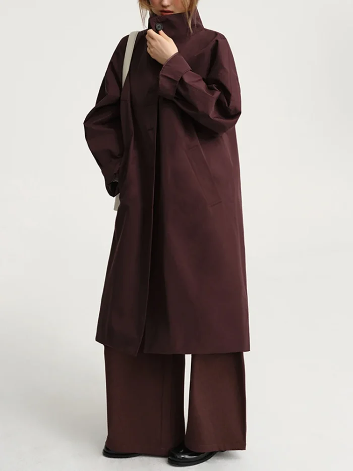 Solid Casual Trench For Women - Image 2