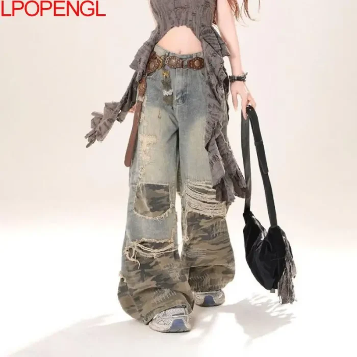 Vintage Camouflage Ripped Spliced - Image 6