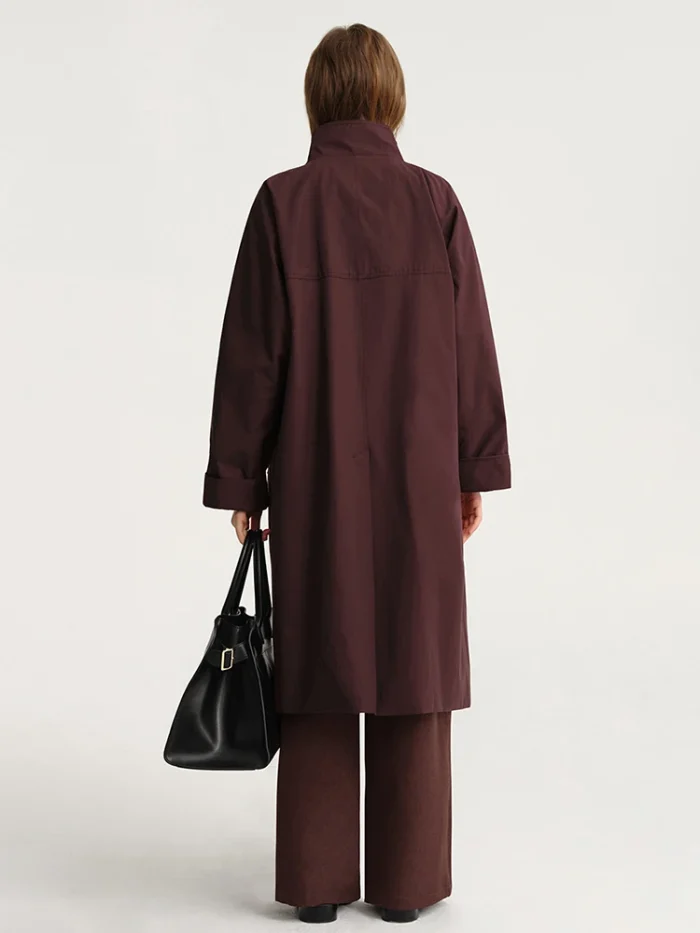 Solid Casual Trench For Women - Image 3