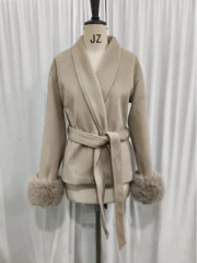 Elegant Lace Up Woolen Coats - Image 6