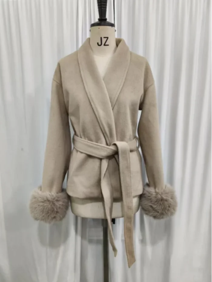 Elegant Lace Up Woolen Coats - Image 6