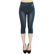 Slim Knee-Length Fake Jeans Legging - Image 3