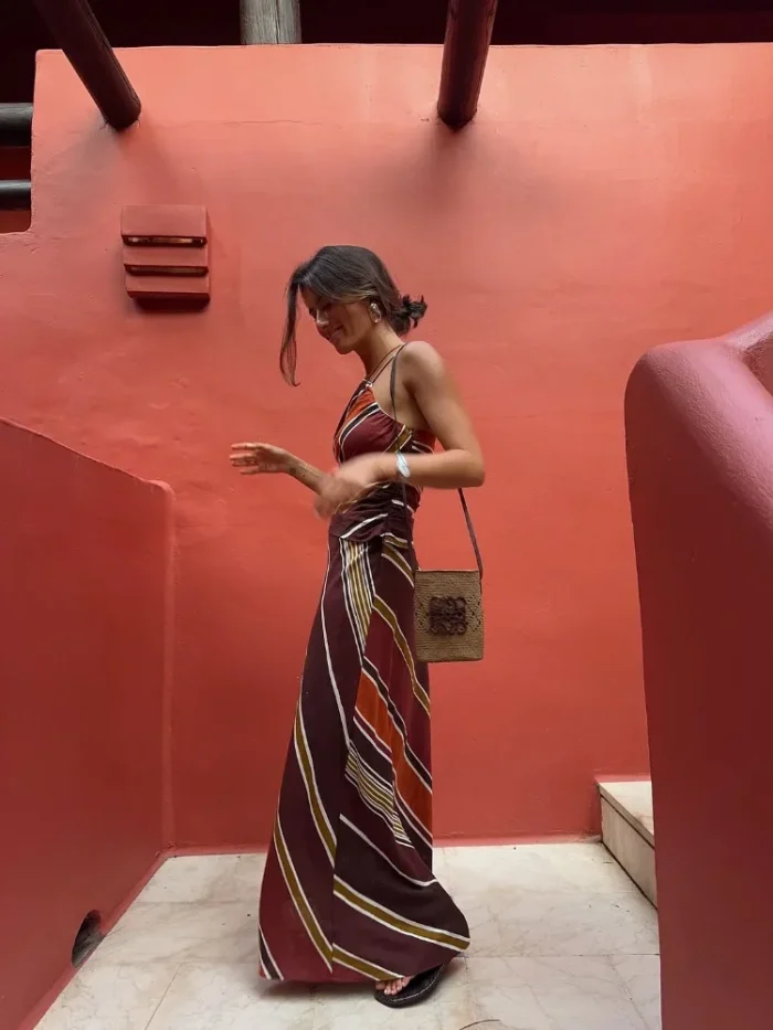 Colorful Stripes Printed Dress - Image 2