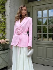 Women Chic Pink 3d Flower - Image 3