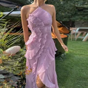 Chic Elegant Lotus Edge Maxi Dress - Image 3