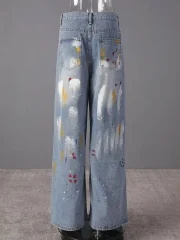 Waist Blue Paint Vintage Denim - Image 6