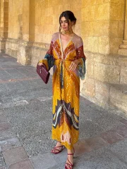 Colorful Print Patchwork Split