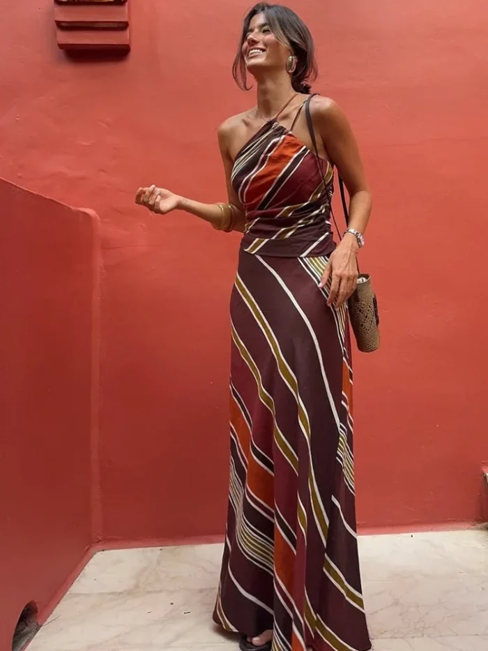 Colorful Stripes Printed Dress - Image 4