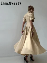 Elegant Single Breasted Khaki - Image 2