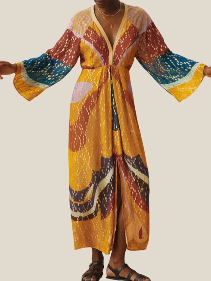 Colorful Print Patchwork Split - Image 6