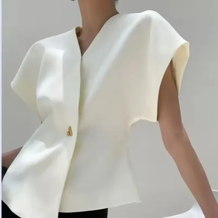 Summer French Asymmetric Blazer - Image 3