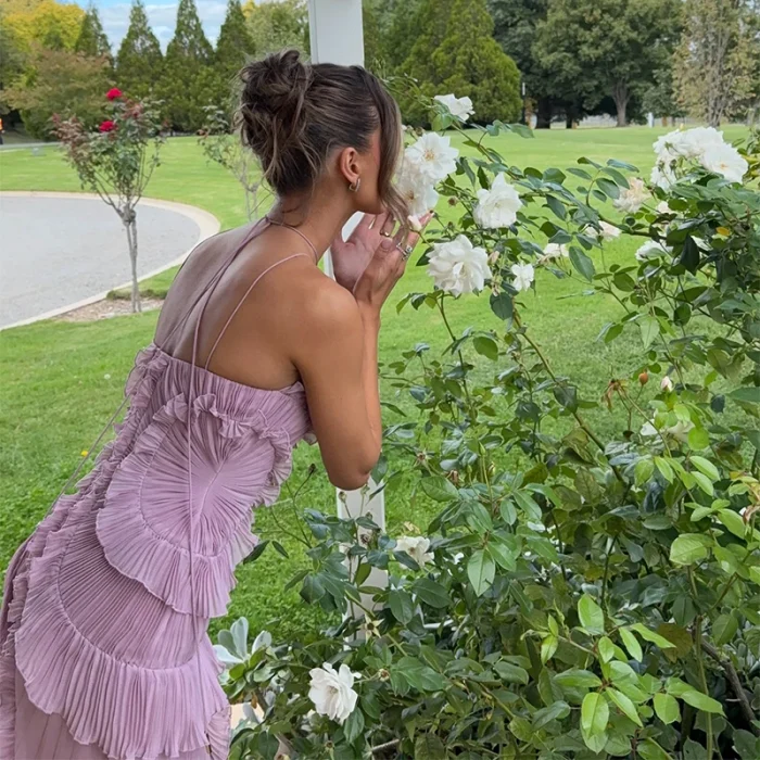 Chic Elegant Lotus Edge Maxi Dress - Image 4