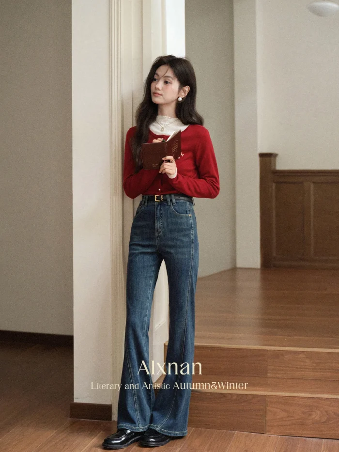 Blue Flared Jeans Women Vintage - Image 4