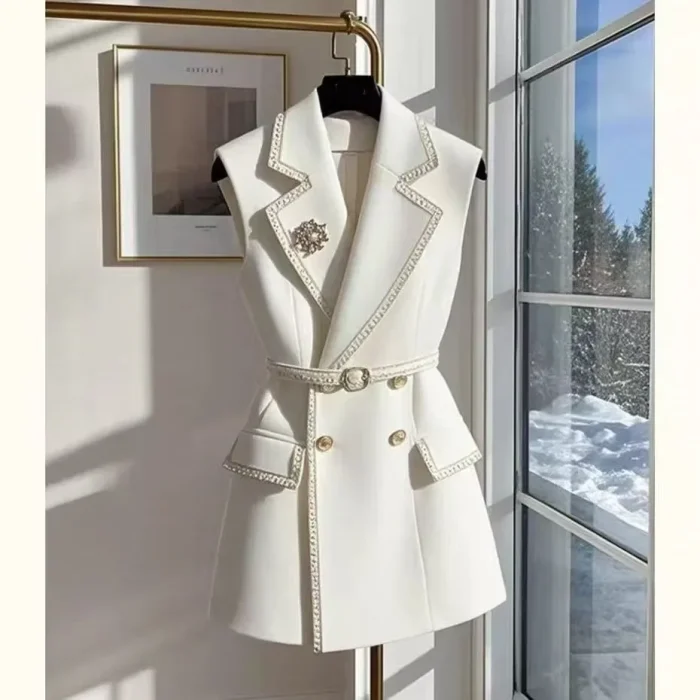 Spring White Jacket Vest for Women - Image 1