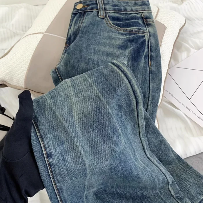 Retro Distressed Raw Edge Denim - Image 4