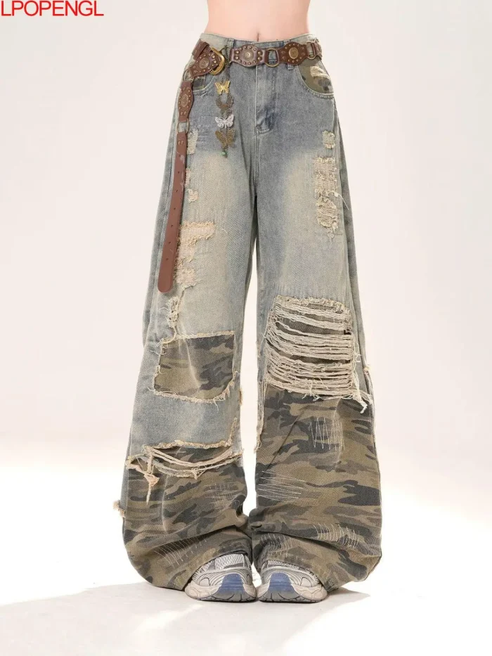 Vintage Camouflage Ripped Spliced - Image 3
