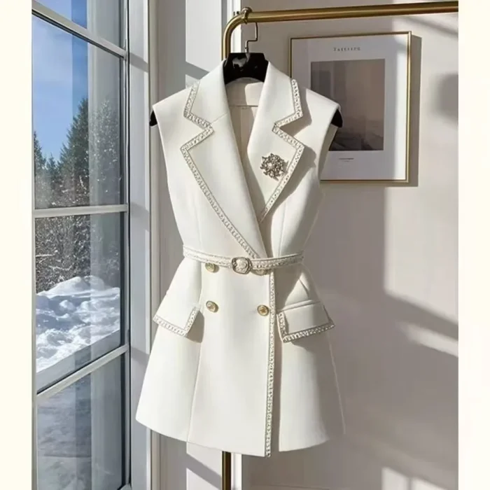 Spring White Jacket Vest for Women - Image 2