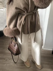 Elegant Lace Up Woolen Coats - Image 4