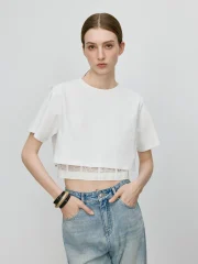 Waist-cropped Lace-spliced