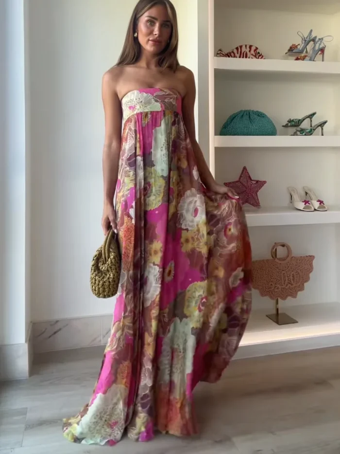 Fashion Printed Strapless Maxi - Image 2
