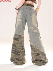 Vintage Camouflage Ripped Spliced - Image 4