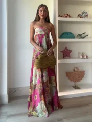 Fashion Printed Strapless Maxi - Image 3