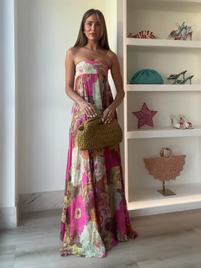 Fashion Printed Strapless Maxi - Image 3