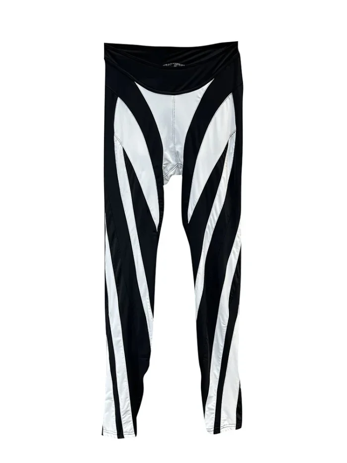 DEAT 2025 Autumn Fashion Contrast Color Patchwork Design Pants - Image 5