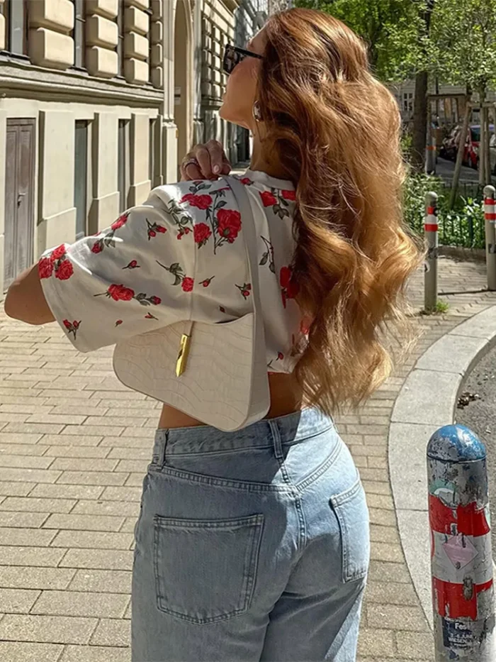Chic Short-sleeved 3d Flowery - Image 6