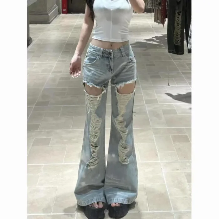Women's High Waisted Hole Distressed - Image 4