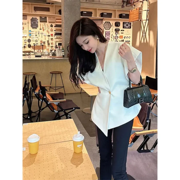 Summer French Asymmetric Blazer - Image 6