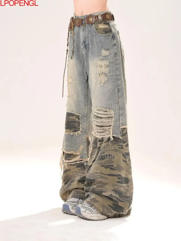Vintage Camouflage Ripped Spliced - Image 5