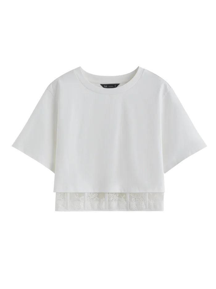 Waist-cropped Lace-spliced - Image 5